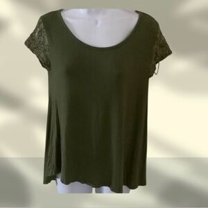 Cloud Chaser Green Asymmetrical Cap Sleeve Blouse